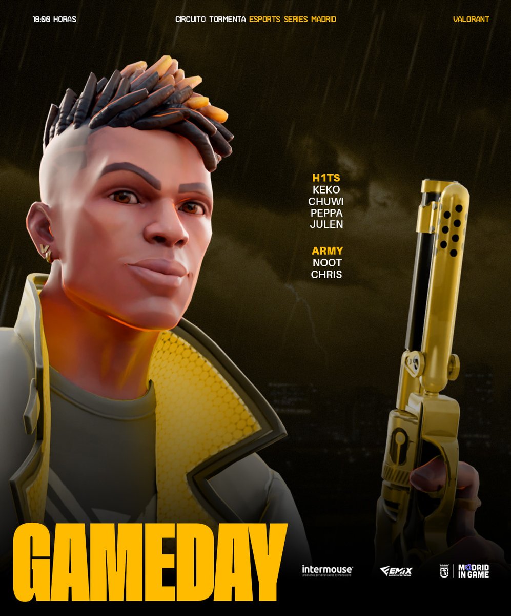 Hoy jugamos <a href="/MadridinGame/">Madrid in Game</a> en <a href="/TormentaVALes/">Circuito Tormenta | VALORANT</a> 🙌 

A las 18:00 empieza la Segunda Parada de este Primer Split 🫡

Iremos actualizando de los resultados en las respuestas ⬇️

#GoVortex