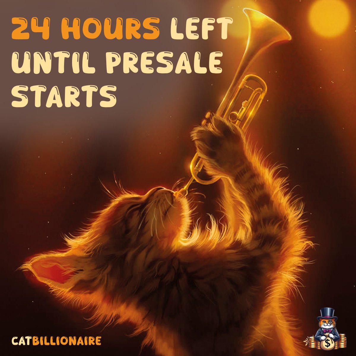 Attention, there are less than 24 hours left until the presale begins, which will go to the moon. Already hearing the sound of the hype? #meme #CatBillionaire #bnb #pinksale #btc #defi