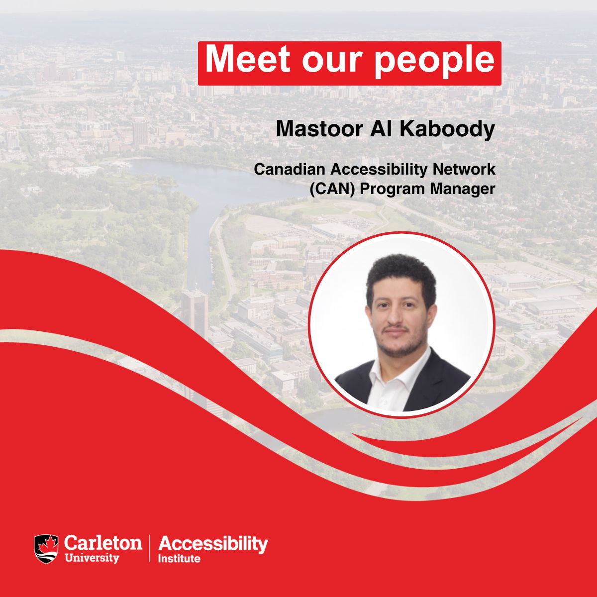Meet our people! Mastoor Al Kaboody, <a href="/CANCollaborate/">Canadian Accessibility Network</a> Program Manager, is responsible for the operation of the Canadian Accessibility Network (CAN) and leads the implementation of the Network’s strategic priorities.

Learn more at carleton.ca/accessibility-….