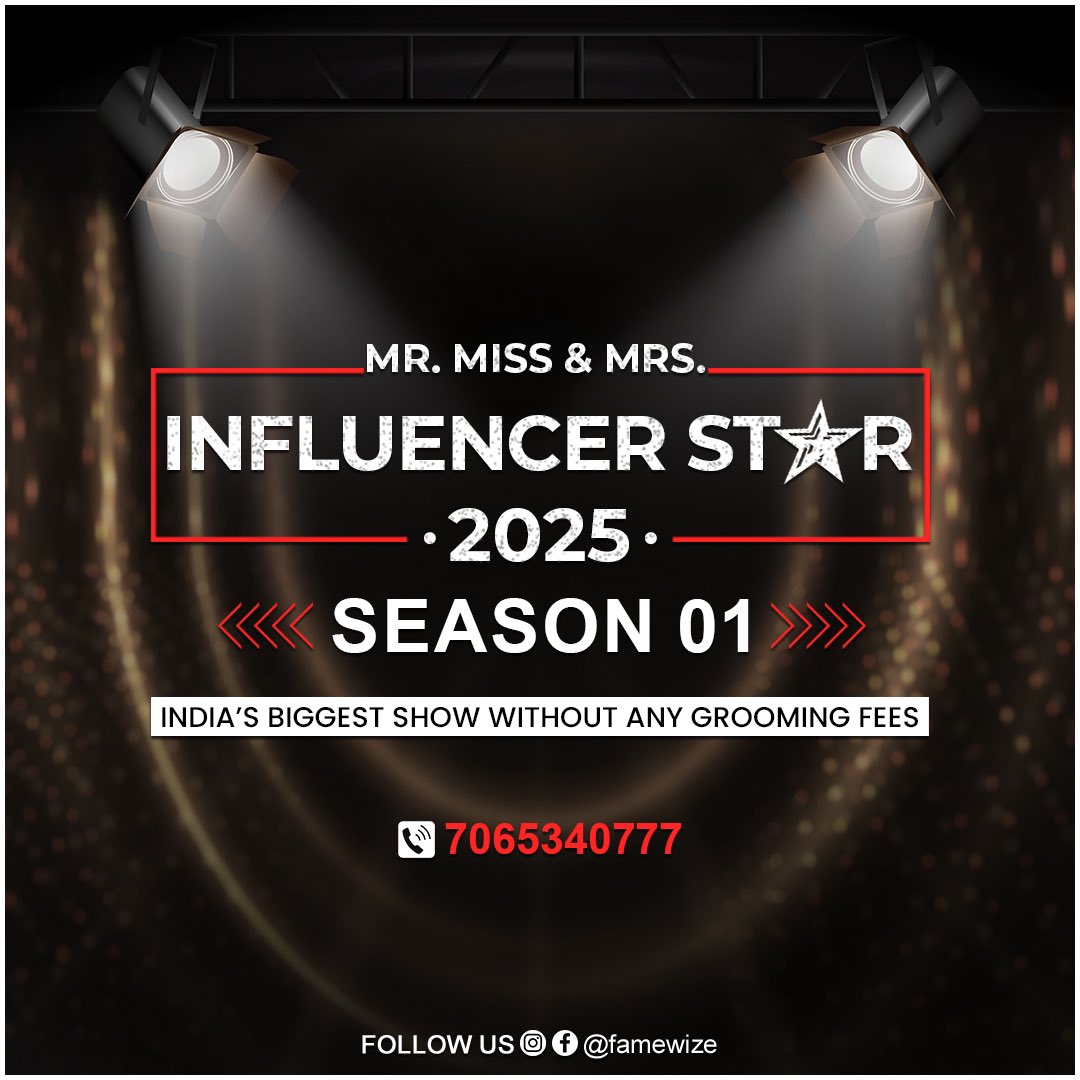 famewize's tweet photo. Mr. Miss &amp; Mrs. Influencer Star - 2025 (Season-1)
*ALL INDIA AUDITIONS*
•Celebrity Guest - #YuvikaChaudhary &amp; #SameerMark
#famewize #fashionshow #influencerstar https://t.co/1aqCcFhSap