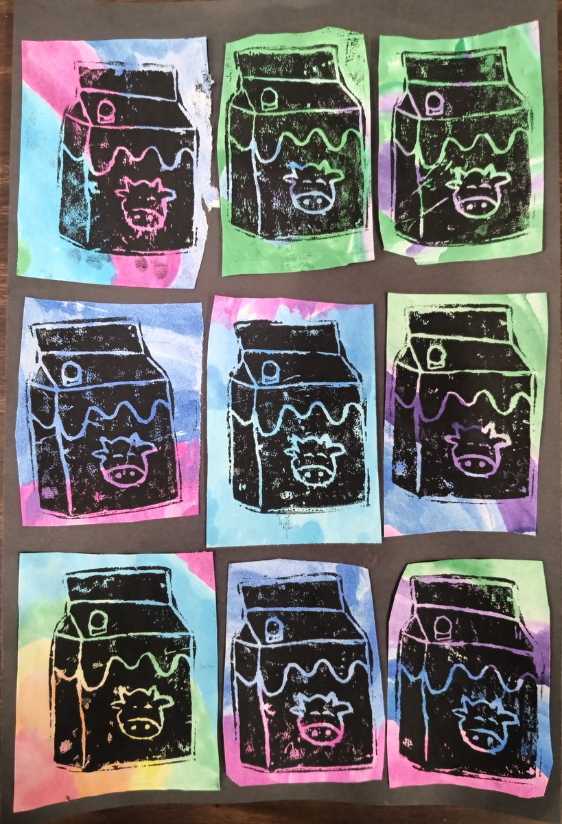 SteveHamann4's tweet photo. Artist: Shaylee B.
7th Grade Pop Art Print
"A lot of people use milk, like Andy Warhol did with Campbell's Soup Cans. People drink milk and eat soup a lot."
#21learns @ccsd21 @ccsd21holmes https://t.co/G4WS7CGPiR