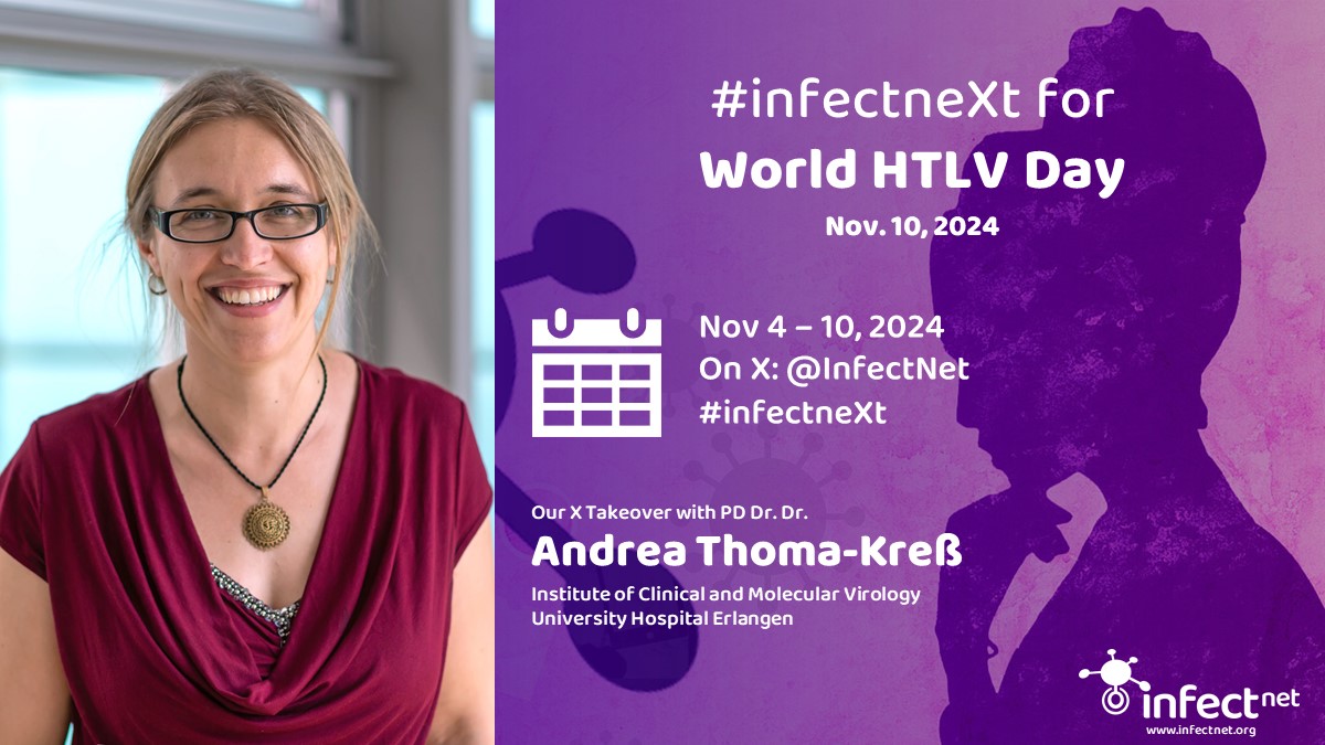 Infect-Net (@infectnet) on Twitter photo In honour of #WorldHTLVDay 2024 virologist Andrea Thoma-Kress @ThomaKressLab from Uniklinik Erlangen and <a href="/UniFAU/">FAU Erlangen-Nbg</a> will take over our account to inform us about #HTLV and its risks. Follow #infectneXt for a week of #VirusFacts! #infectnet #WomeninScienceIn #virology In honour of #WorldHTLVDay 2024 virologist Andrea Thoma-Kress @ThomaKressLab from Uniklinik Erlangen and <a href="/UniFAU/">FAU Erlangen-Nbg</a> will take over our account to inform us about #HTLV and its risks. Follow #infectneXt for a week of #VirusFacts! #infectnet #WomeninScienceIn #virology