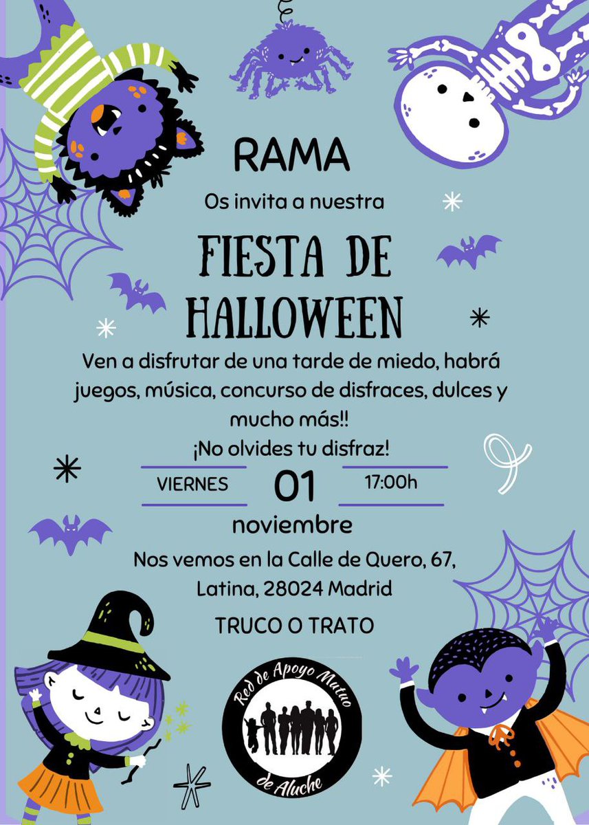Fiesta de Halloween el Viernes 1 de Noviembre por la tarde en nuestra sede de la calle Quero 67. Te Esperamos disfrazad@👻👻