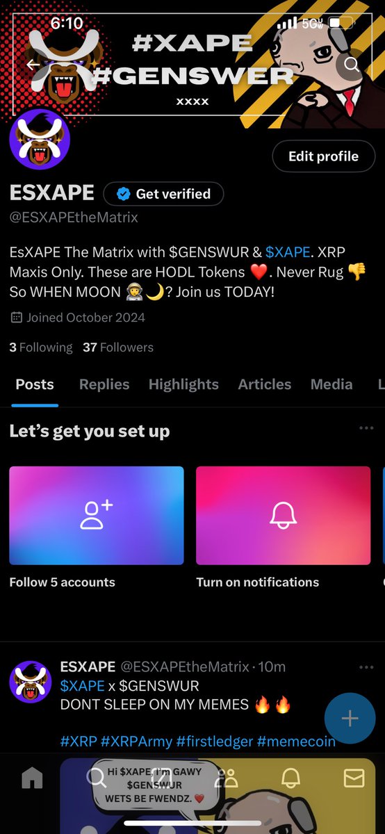 _AntiiUP_'s tweet photo. @paturkfelento @AlexCobb_ I just went full Degen &amp; joined the pages together 💀💀 #Fuckit !!! #XAPE x #GENSWUR Double promo lol https://t.co/IldwBqB0RB