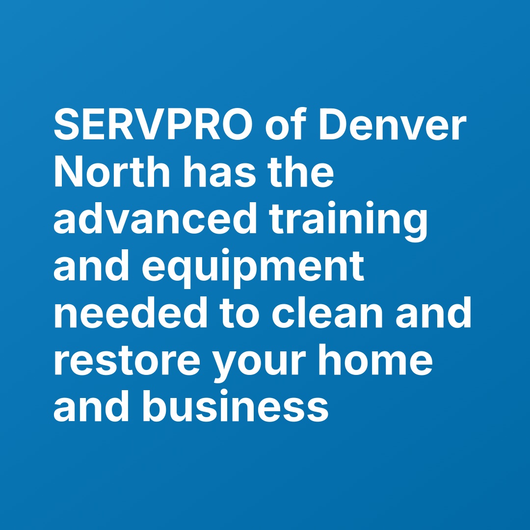 SERVPRODenverN's tweet photo. SERVPRO® has the experience and training to handle all your restoration &amp; remediation needs #SERVPRO #servproDenverNorth #waterdamagecleanupDenverCO #firedamagecleanupDenverCO #biohazarddamagecleanupDenverCO #moldremediation #crimescenecleanup #waterdamagecleanup #servproservices https://t.co/sl31FkwP1g