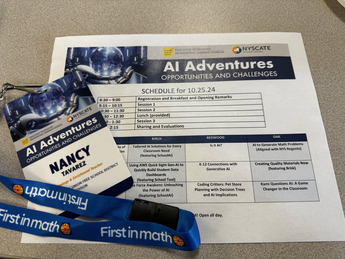 Exciting #AIAdventures await me today😁 Can’t wait to learn more about AI and ways that I can introduce it to my students.