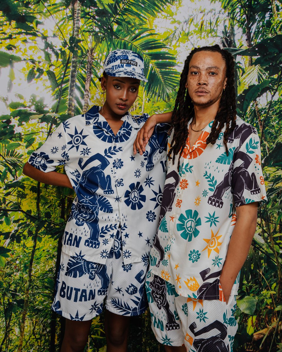 Butan_Official's tweet image. A Jungle Cat in its habitat is known to stay cool. Bring a touch of adventure into your wardobe to remain cool this Summer. Made with high-quality fabric, these garments boast a unique Jungle Cat design inspired by anti- apartheid poster art. #heedthecall #fashion #streetwear
