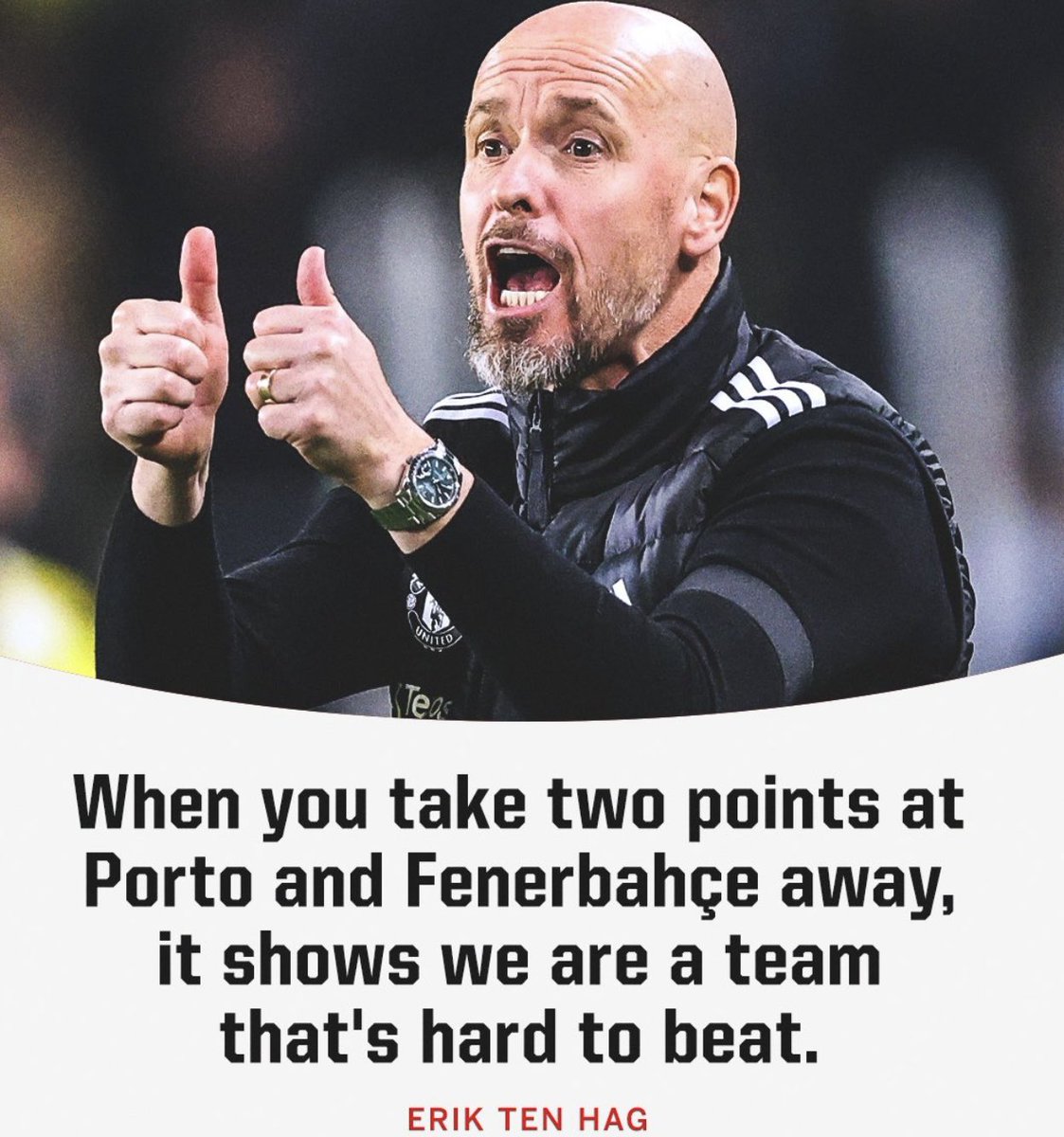 unfrustratedfan's tweet photo. This man think he’s still Ajax manager or what ? How can this be acceptable from a Manchester United manager ?

When did this become a norm at United 😭

#MUFC #FERMUN https://t.co/et7PwQmDAF