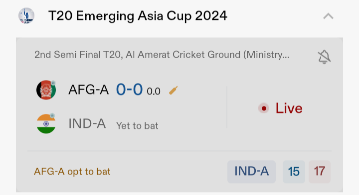 Mr_360_Cricket's tweet photo. Laying India for 10 units using 1.7 units...
Odds are wrong at the Afghan team can provide a trade till 1.50 or 1.60
#IND-AvsAFG-A
#T20EmergingAsiaCup2024
#INDvNZ
#PAKvENG
#CSAT20
#Cricket
#Jackpotbet
#betting https://t.co/J8JTq9aYeb