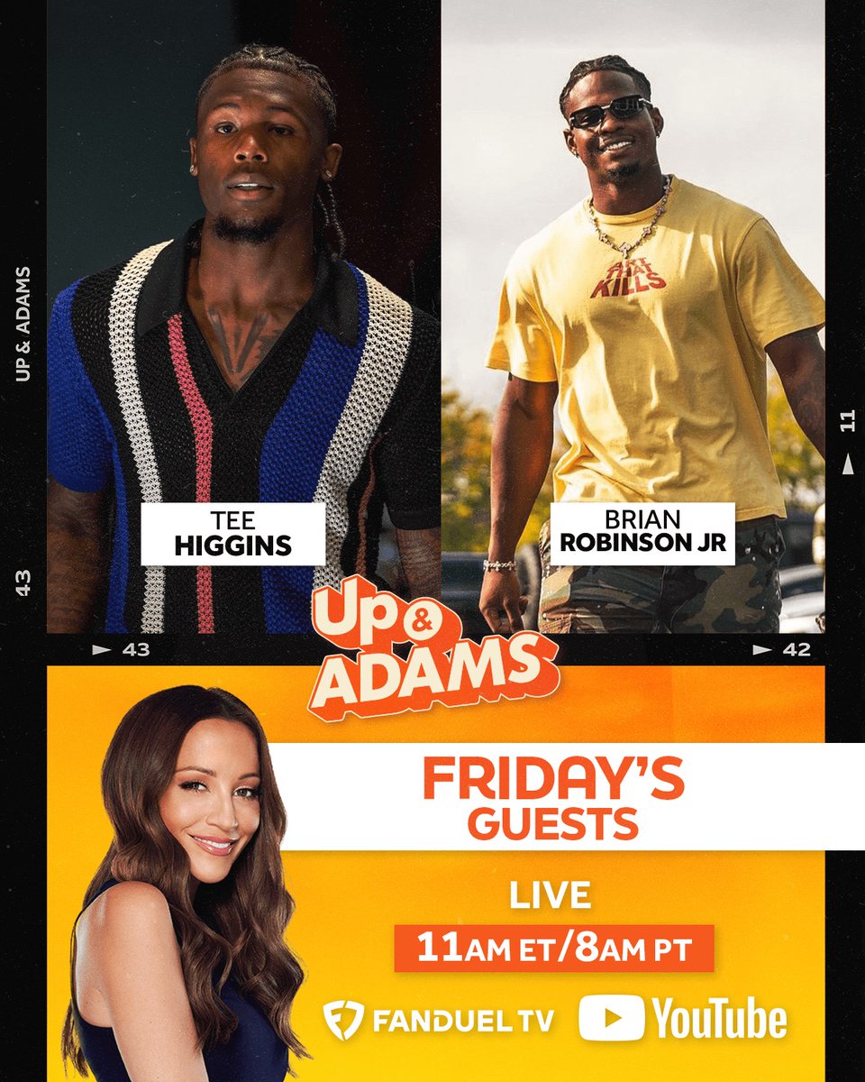 HAPPPY FRIDAYYYY 🤗

🐅 #Bengals WR <a href="/teehiggins5/">Tee Higgins⁵</a> 
💪 #Commanders RB <a href="/BrianR_4/">Brian K Robinson Jr</a> 
✍️ <a href="/AP/">The Associated Press</a> Senior NFL writer <a href="/RobMaaddi/">Rob Maaddi</a> 

Fun show to kick off a GREAT weekend of football ➡️ 11am ET | YouTube | <a href="/MSGNetworks/">MSG Networks</a> | <a href="/truTV/">truTV</a> 
youtube.com/watch?v=OvtoV_…