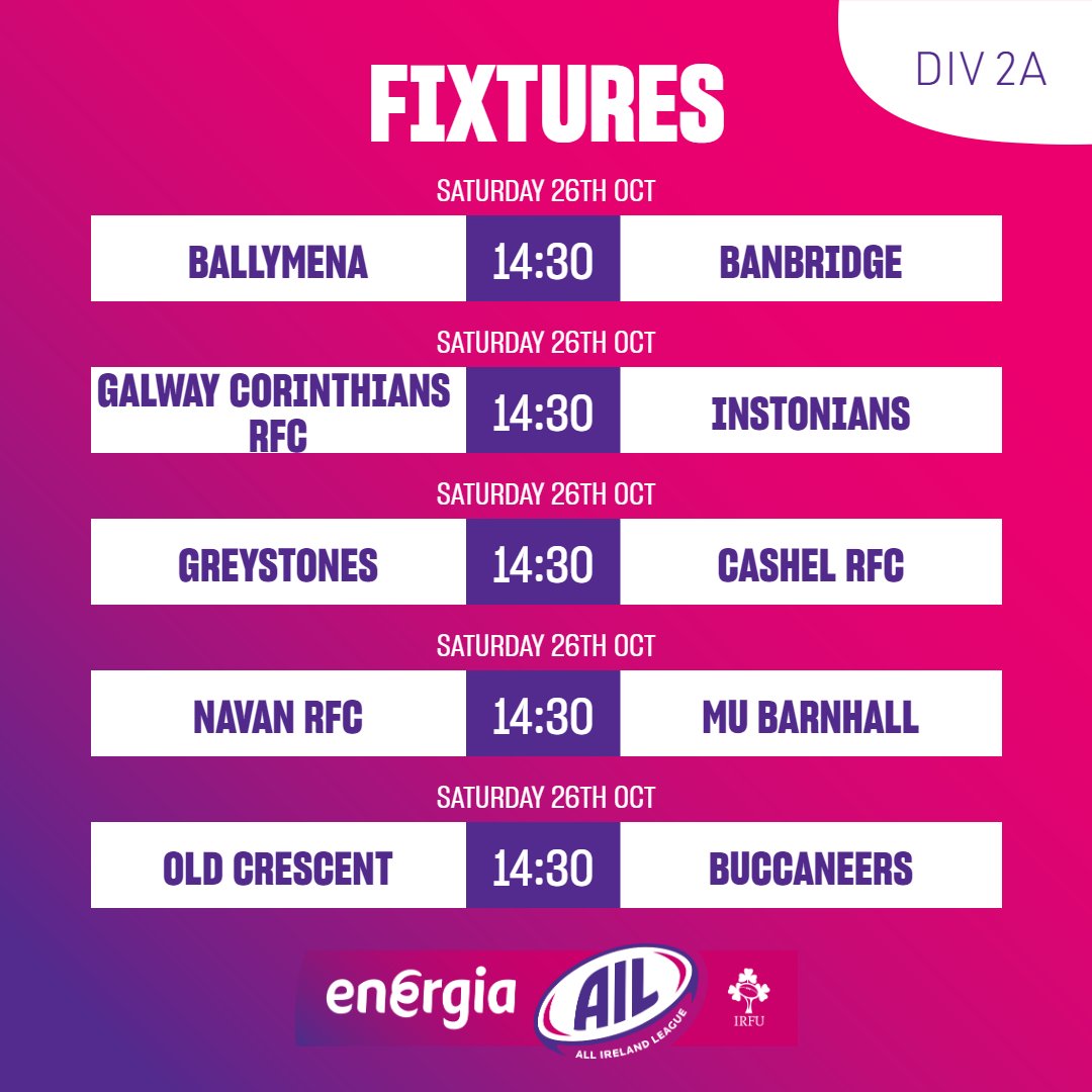 Navanrfc's tweet photo. Our Men's 1st XV squad to play @mubarnhallrfc at Balreask Old tomorrow in Round 5 of #EnergiaAIL Div 2A,
KO is at 2:30pm🏉

Best of luck lads 💪
Please come down to the club to support our senior men. 

With thanks to our team sponsor @HannonTravel

#NavanRFC100
#PositiveEnergy https://t.co/HvJM9fLzPf