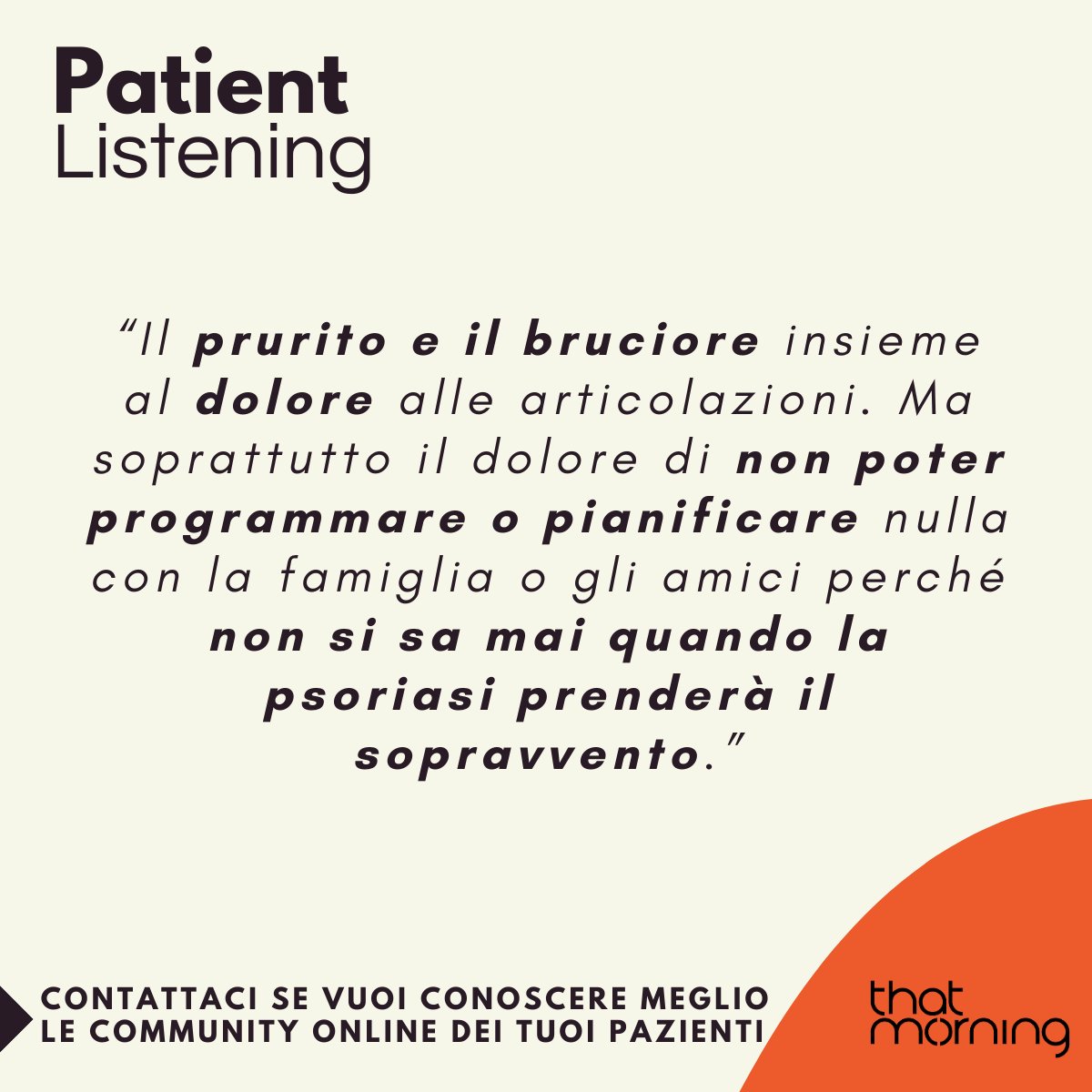 That_Morning's tweet photo. 🎧 Il 29 Ottobre sarà la Giornata Mondiale della Psoriasi.

In preparazione a questa giornata, abbiamo ascoltato direttamente i pazienti, raccogliendo dalle community online le loro esperienze sul... https://t.co/qI2fgVEbpA