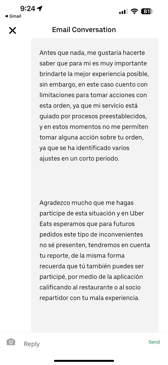 Dany_Salas's tweet photo. @UberEats tiene la peor experiencia de soporte al usuario. Con su pésimo servicio, contribuyen a que los negocios irresponsables que no entregan los pedidos como deben se roben el dinero de los usuarios. Ya me ha pasado varias ocasiones y la respuesta es “No puedo hacer nada” https://t.co/MrKJT7rSlL