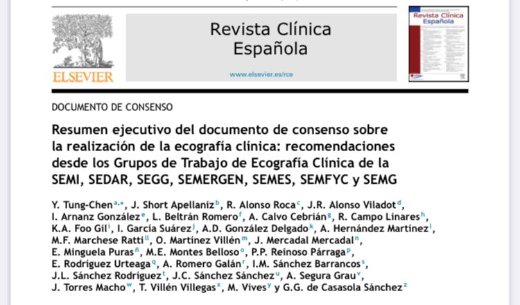 Publicado el consenso de médicos generalistas (familia, interna urgencias, anestesia y geriatria) sobre #ecografiaclinica 

Documento "historico" que confirma el #POCUS multiorgano como una herramienta fundamental en nuestra práctica clínica 

sciencedirect.com/science/articl…