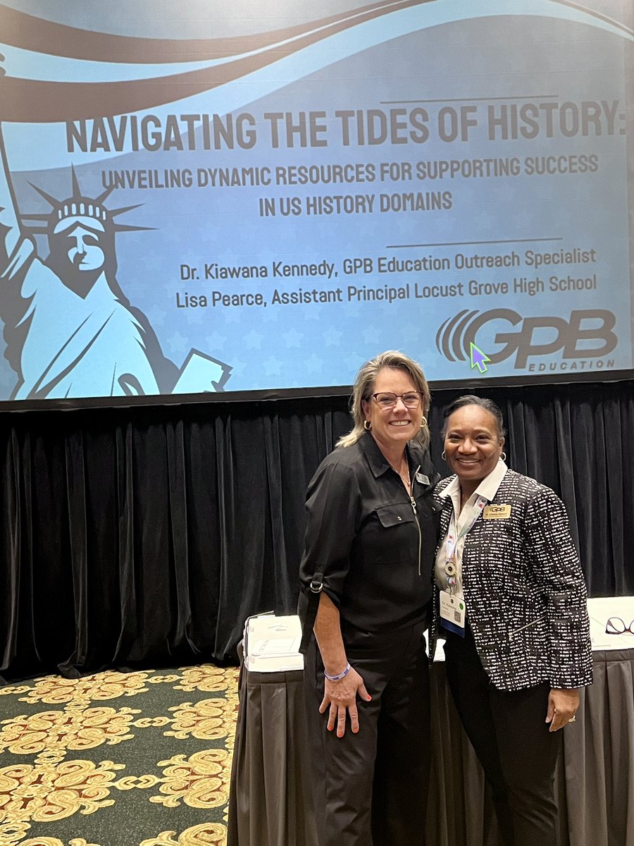 LisaPearceEdS's tweet photo. I’m so glad we got to do this! Thank you @Kennedy7K for inviting me to present with you at the Ga Counsel for Social Studies!! “Navigating the Tides of History” How to utilize CFA/benchmark data and dynamic resources with @GPBEducation @GASocialStudies #HenryStrong 🙌🏽🐾 https://t.co/J3Ded8sJgv