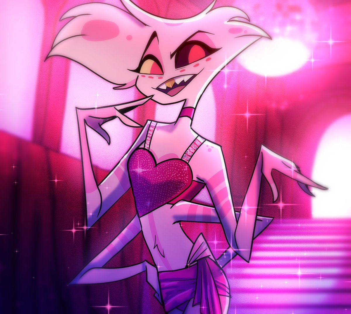 solace_soulless's tweet photo. Anyway here’s Angel dressed as Sabrina Carpenter 💅🏾✨

#HazbinHotel https://t.co/pjBA2Sr0Do