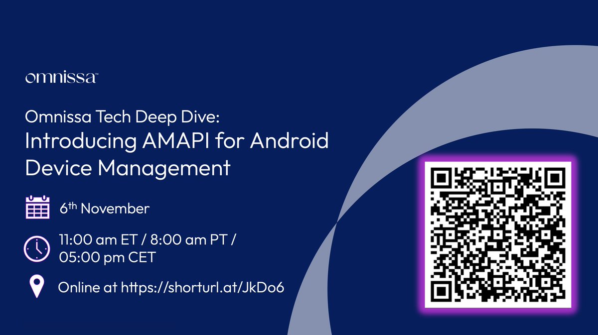 OmnissaCmty's tweet photo. Our next ⚙️Omnissa Tech Deep Dive webinar is on the 🗓️! 
❓Curious to learn how Workspace ONE UEM uses Google’s AMAPI to manage Android devices effectively?🙋Bring your questions for our experts on 6th November!
👇 Learn more and RSVP here: https://t.co/BvhRXA4hJt https://t.co/5Xx7MJ4YUe