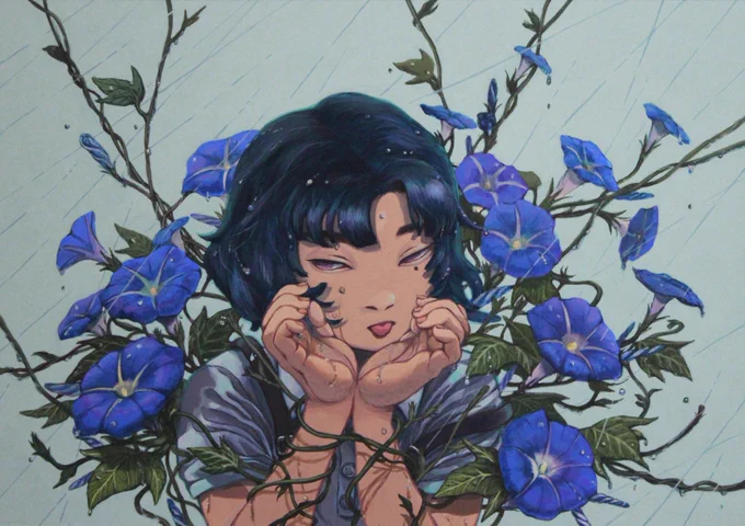 #日常原画収穫祭素敵なご企画に参加させていただきます日常かんぱにーさんありがとうございます!主にアクリルガッシュで、現実に「あったらいいな」という物語を混ぜるイメージで絵を描いています 