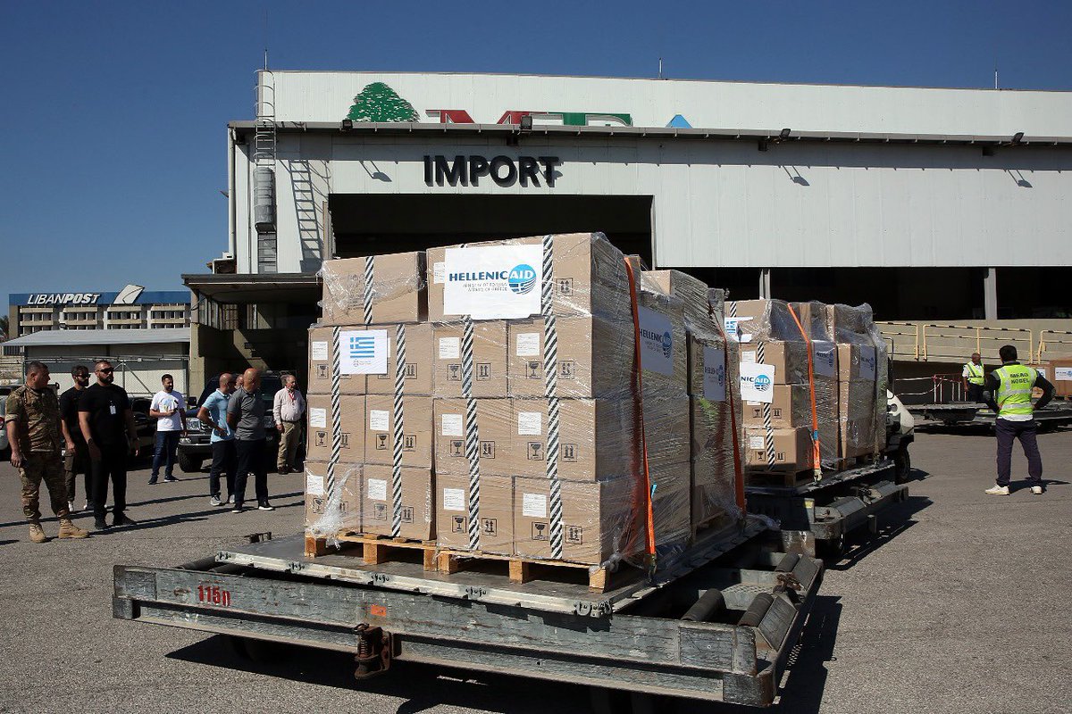 GreeceMFA's tweet photo. Announcement by the Ministry of Foreign Affairs on the Delivery of Humanitarian Aid to Lebanon 

🔗https://t.co/EG4Be0o6nS https://t.co/DSyz8EXVtO
