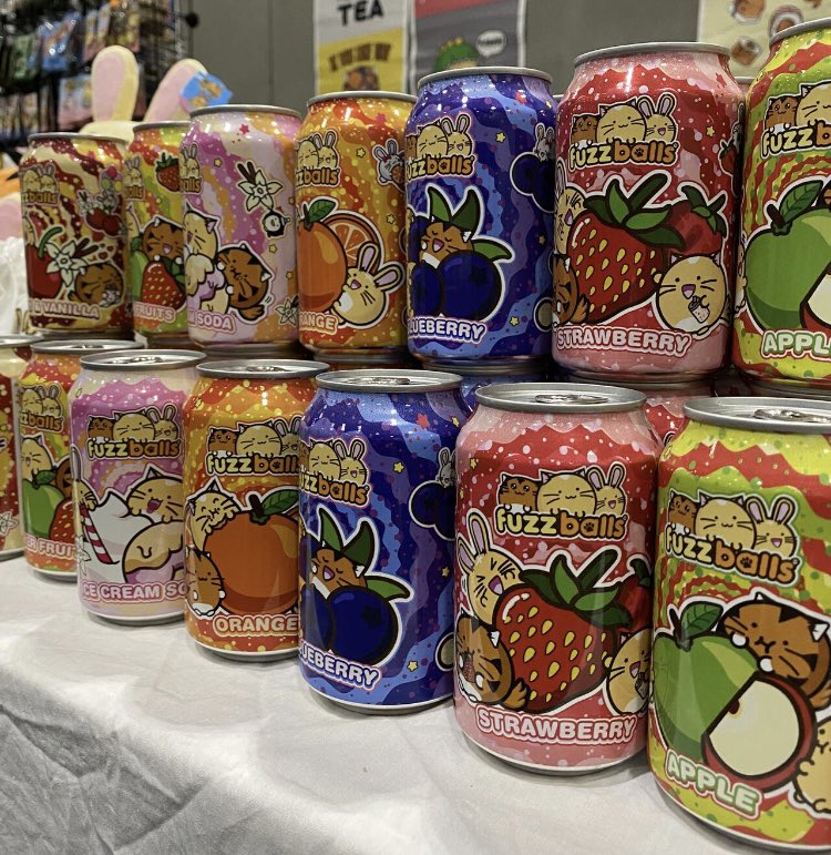 LoveKawaji's tweet image. Our @fuzzballs sodas are lined up and ready to buy, slurp and collect! 
Check out the #Fuzzballs stand at @MCMComicCon this weekend! Find them via door N5 and head towards to back for row 2B 🥤 🥰 
-
#WeAreKawaji #MCMComicCon