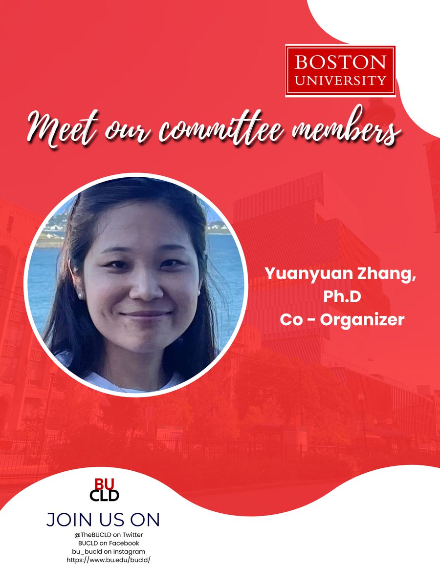 TheBUCLD's tweet image. ✨📚 Meet Yuanyuan Zhang, an essential Co-organizer of the BUCLD conference! ✨📚
Join us in recognizing her incredible contributions to both the field of linguistics and our #BUCLD community!
