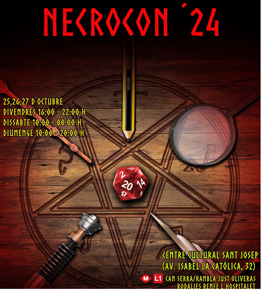alnecronomicons's tweet photo. En menos de 1 hora comienzan las Necrocon´24. 
https://t.co/RxECf4THSa

#rol #rolencatala #juegoderol #barcelonarol #bcnrol #lhrol @gameria.es @lhajuntament @lhdigital_lh @joventutlh  @jocstaulacat @cruaboficial @ple_de_rol @nosolorol @gameria.es @akinteractive.official https://t.co/G0GbYCAlHO