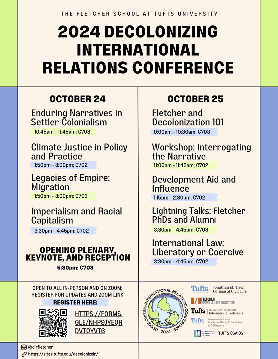rockfordw's tweet photo. “Fletcher and Decolonization 101” panel underway — with #FletcherProfs @ChidiOdinkalu, @BridgetKConley & Alnoor Ebrahim — as part of @FletcherSchool Decolonizing International Relations (DIR) Conference 2024 https://t.co/LOCtITuUAS