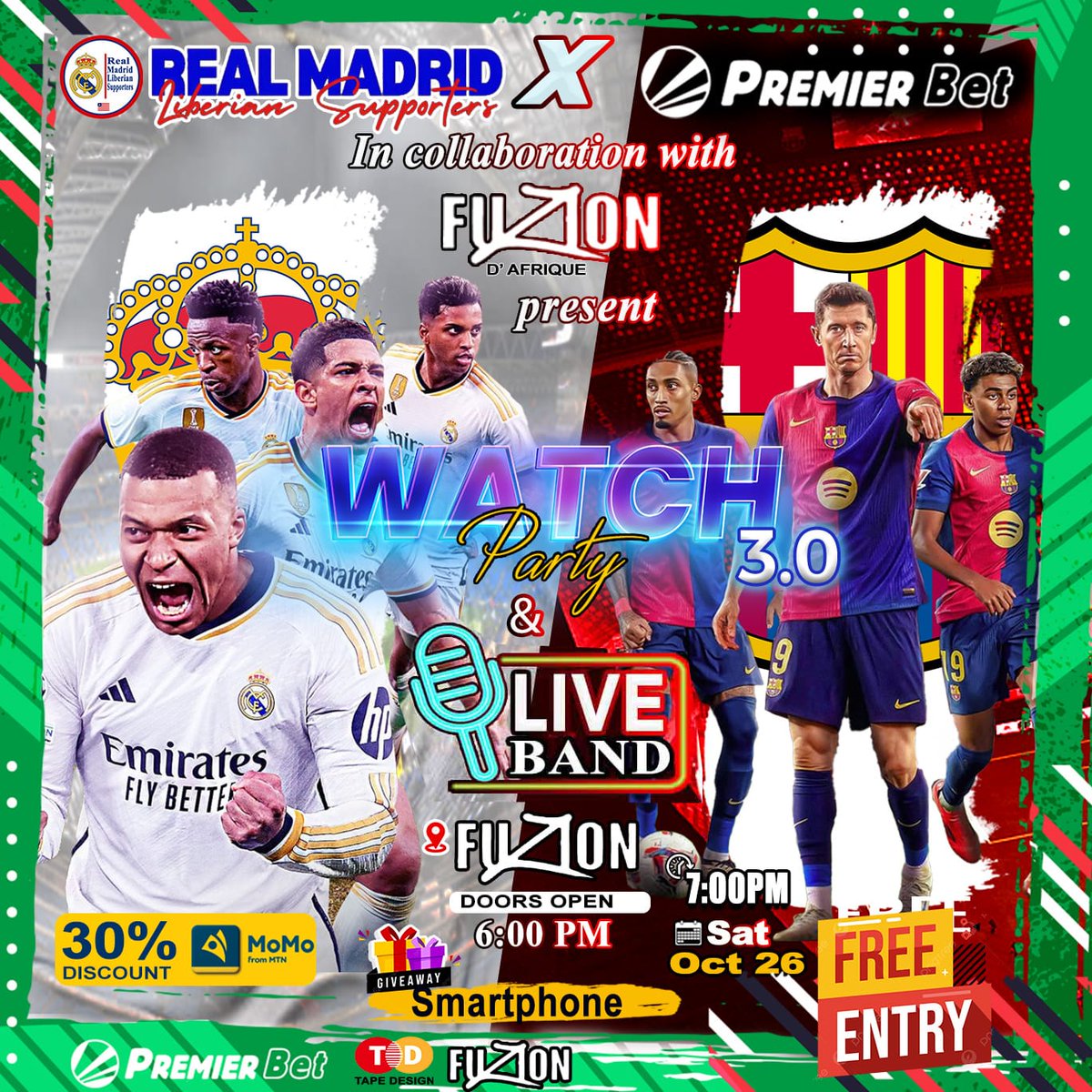 SupportersLIB's tweet photo. Madridista Sir. Fredrick G. Dukuly will be live in Studio by 1:30 PM at the Premier Bet Liberia media room providing the pre-match analysis of the El Clásico, discussing the Watch Party and the opening up Real Madrid Liberian Supporters Organisation.

Link 🔗 will be shared. https://t.co/1MDNysYhv1