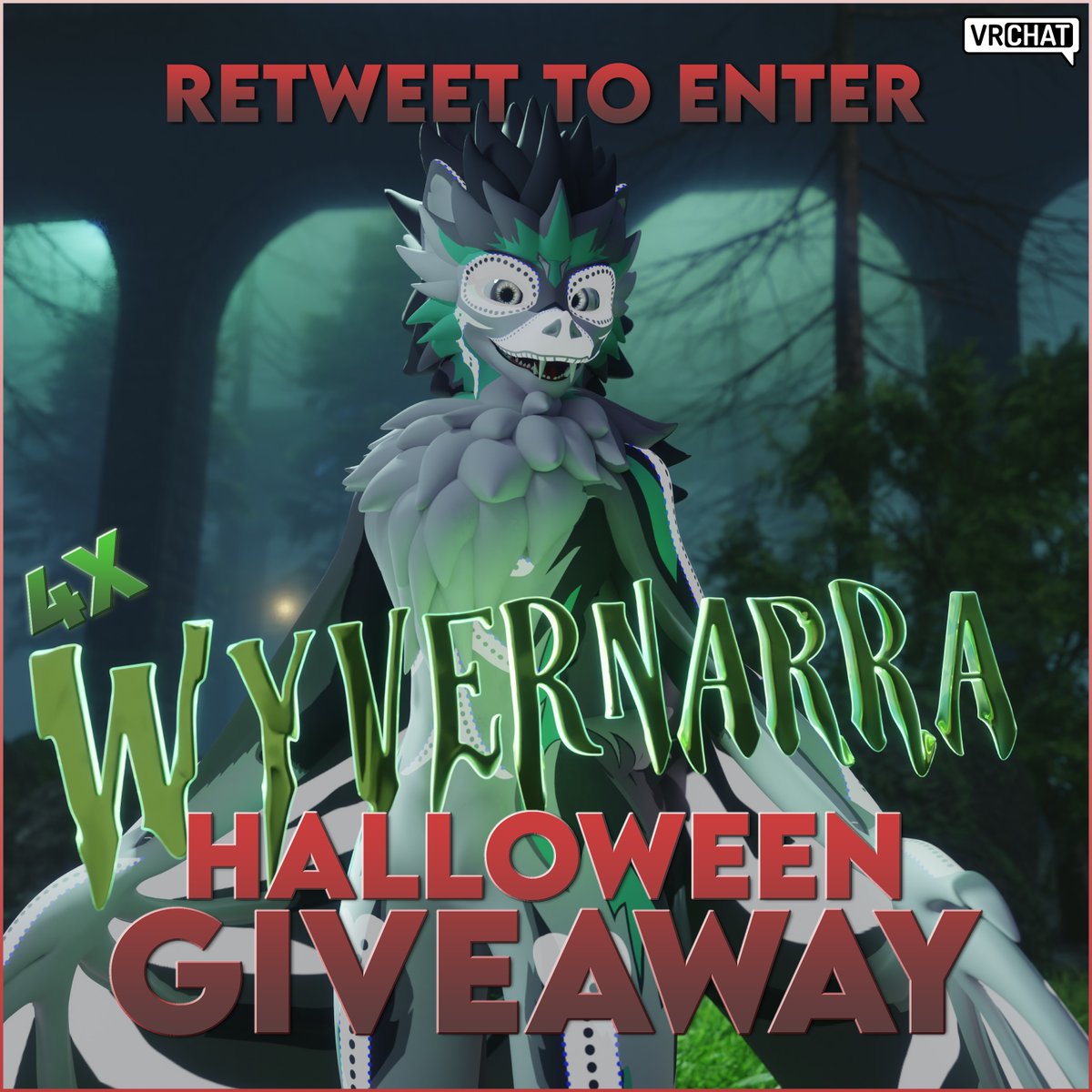 Happy Halloween everyone!

How about a quick Vrchat avatar Giveaway of my Durgarra that recently includes a Spooky Wyvern / Bat version?

Repost to enter!

(2 will be given away on bs, 2 on Twitter.)
Names will be randomly drawn on the 29th