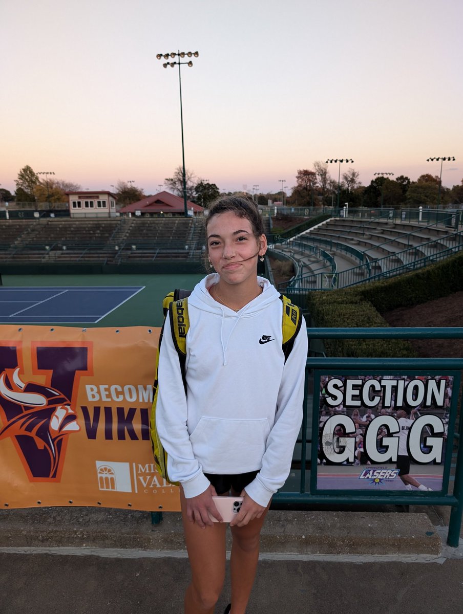 Ashley got a night hit session with Mia from Lafayette. She plays her first match today at 1. Good luck, Ash