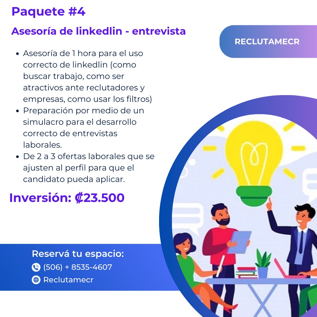 ¡Hola Red! Mi nombre es Paula Rojas soy profesional en RRHH con + de 6 años de experiencia y creadora de: RECLUTAMECR (me pueden encontrar en ig) actualmente ofrezco estos servicios por si me pueden ayudar con el RT en caso de que le sirva a alguien más 💪🏽