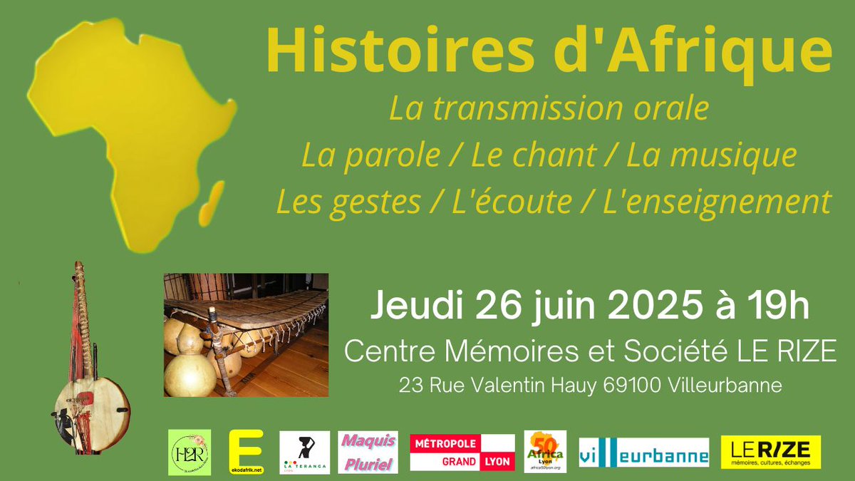 ekodafrik's tweet photo. Save the date jeudi 26 juin 2025
Griot, chanteuse et musicien sont réunis pour raconter en musique, la façon dont l’histoire se transmet entre légendes et faits historiques.
#Hirondellesdes2Rives
#Ekodafrik
#LaTerangaLyon
#LeRize https://t.co/If18pGVBR5