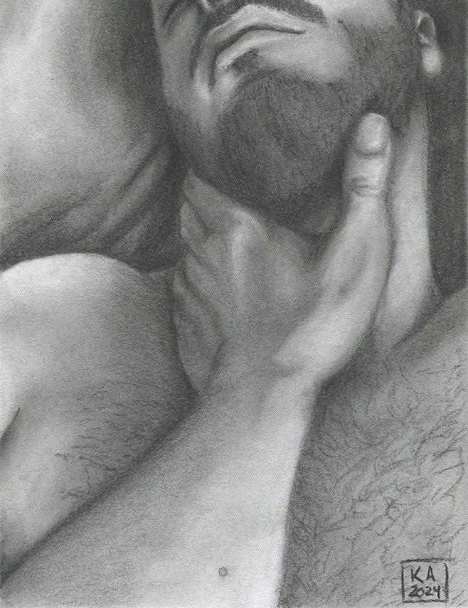 “Tender Grasp.” Inspired by work by photographer and friend, Jude Ribisi. See it in PLEASURE / CRUISE at <a href="/cmoneverybodybk/">C'mon Everybody</a> until Nov 14!

8 x 10 in. Charcoal.