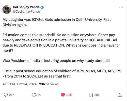 Competing for 1 seat out of 100/200/1000 candidates is not a test of your talent. 

But, a failure of our system. 

I feel that mine was the last generation that benefitted from acing exams. 

The competition now is unreal. 

Reservations are not going away (people consider this