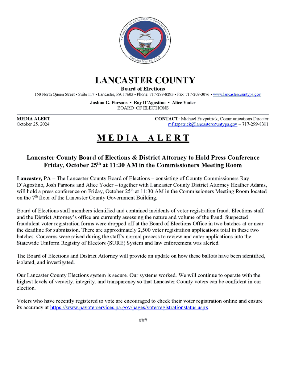 Lancaster County, PA tweet media