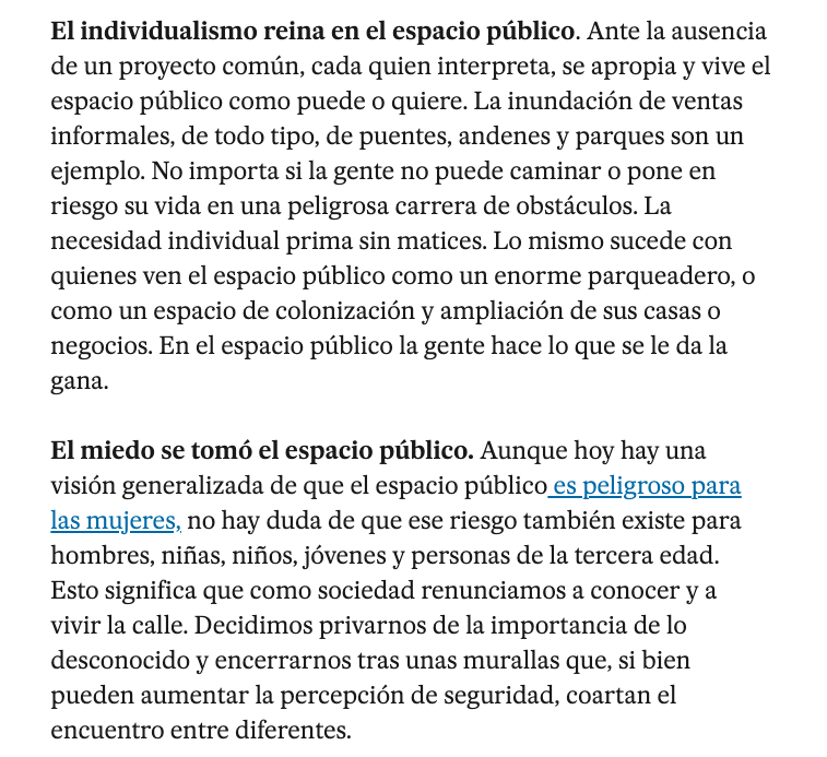 Privatización de espacio público lo convirtió en zona de conflicto, como lo evidencia tensión global alrededor del turismo. Romper esta tendencia requiere de mucha voluntad política y de que nos arriesguemos a pensarlo de manera diferente. Mi columna en <a href="/ElPaisAmericaCo/">EL PAÍS América Colombia</a>