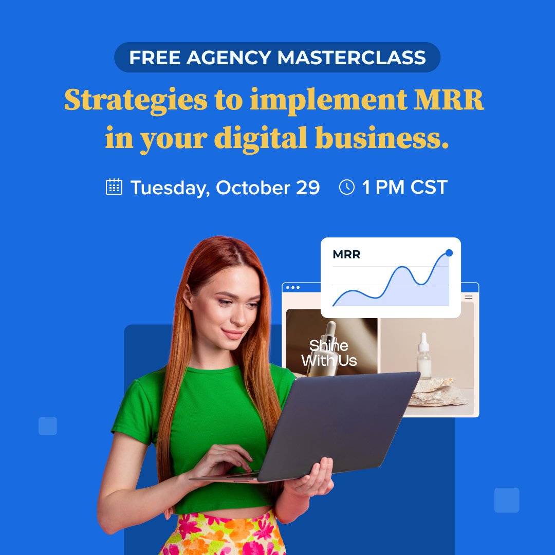 Hello digital agencies, are you ready to unlock the secrets to predictable, recurring revenue? Join us for our FREE #masterclass with expert <a href="/KoriAshton/">✨ Kori Ashton ✨</a>. Learn how to build sustainable income streams, increase customer retention and scale your business with confidence.
 
Register