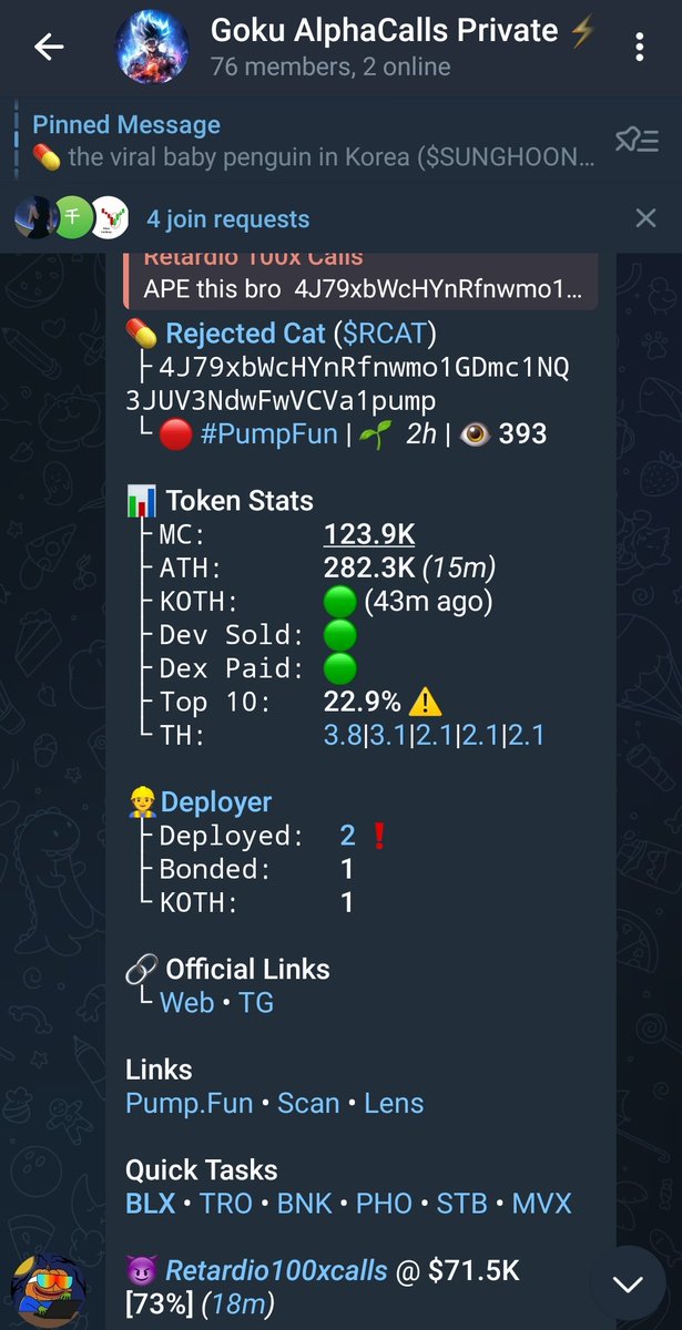 Goku_alphacalls's tweet image. $RCAT Hit 279K

Called in my private lounge by member @ 71K

Almost 4️⃣x from call ✅

4J79xbWcHYnRfnwmo1GDmc1NQ3JUV3NdwFwVCVa1pump

#RCAT #SOL #Solana
