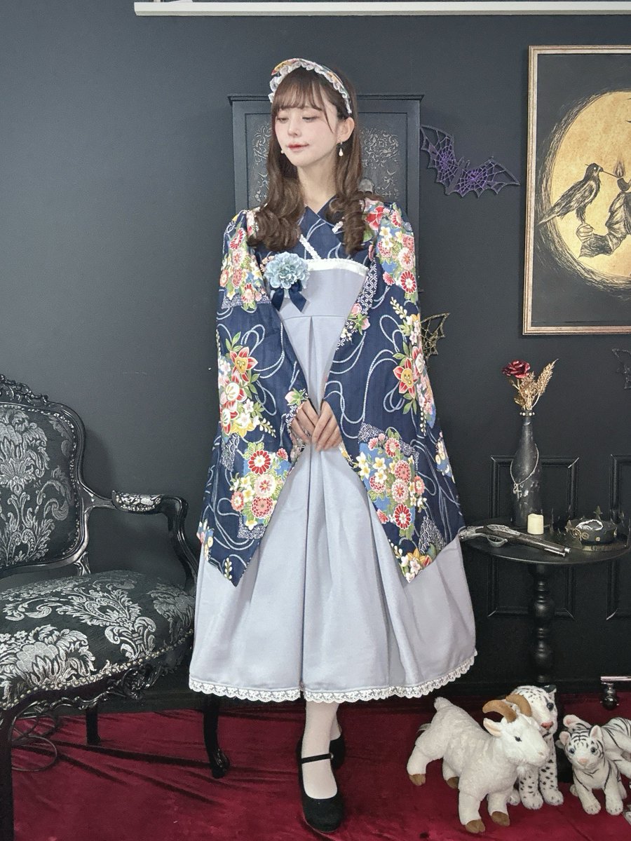 marcHenromanTica 大和撫子袴風ワンピース（紺） 着付けのいらない袴風