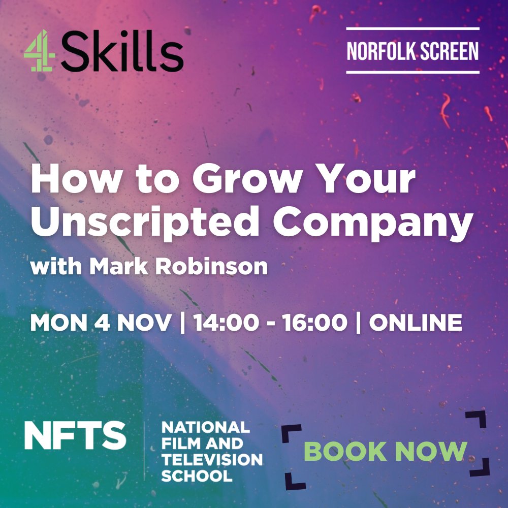 Channel4Skills's tweet photo. We partnered with @norfolkscreen to deliver these online sessions on Mon 4th &amp; Fri 8th Nov ⬇️

✍️Screenwriting for TV with John Servante

🏢How to Grow Your Company (unscripted) with Mark Robinson

💬The art of pitching (scripted) with @MySmashMedia 

🎟️https://t.co/klJ5iM4bR4 https://t.co/PDT4UosM8y