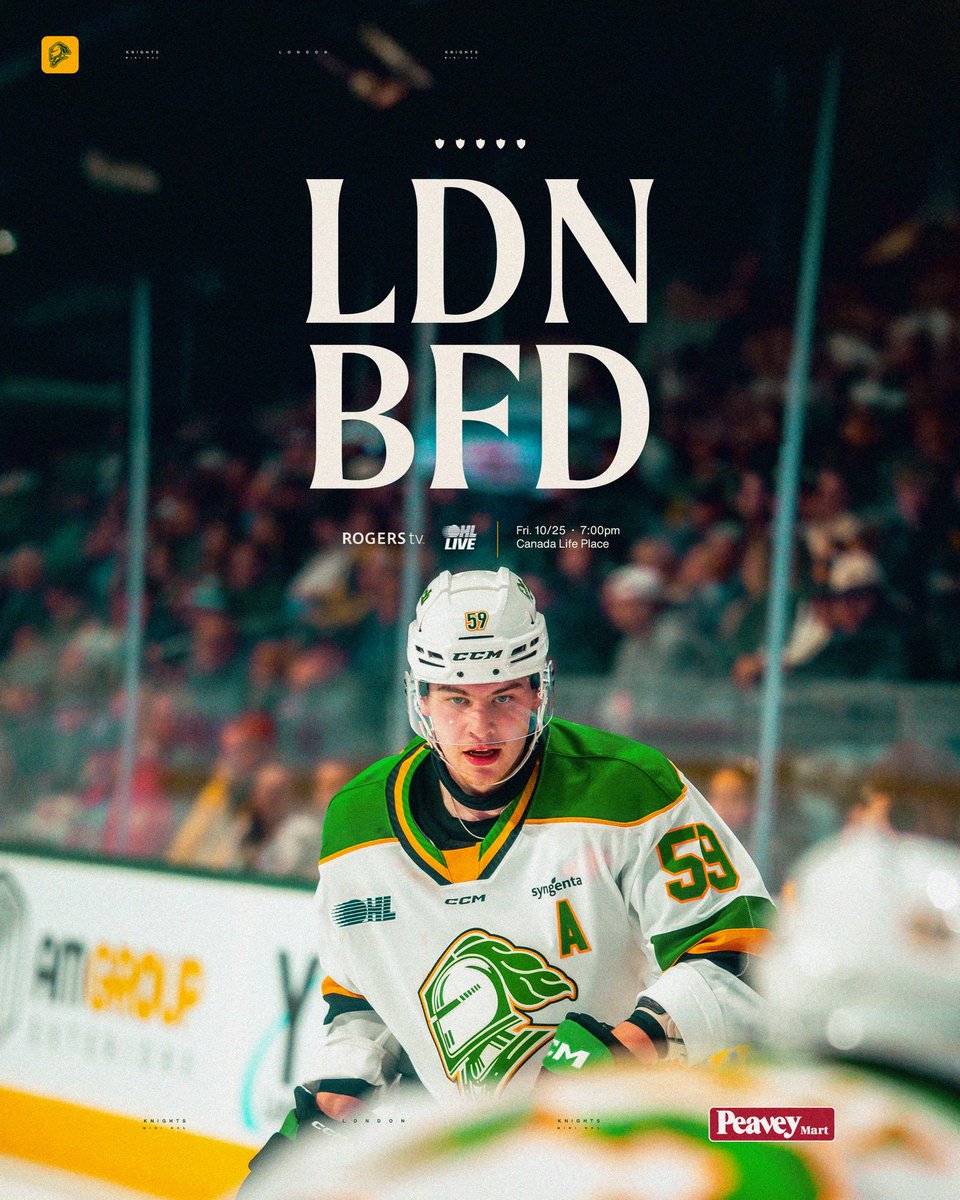 LondonKnights's tweet photo. GAMEDAY.

⏰: 7:00 PM ET
📺: RogersTV/OHL LIVE
📻: AM980 https://t.co/FJM3ZPzwDk