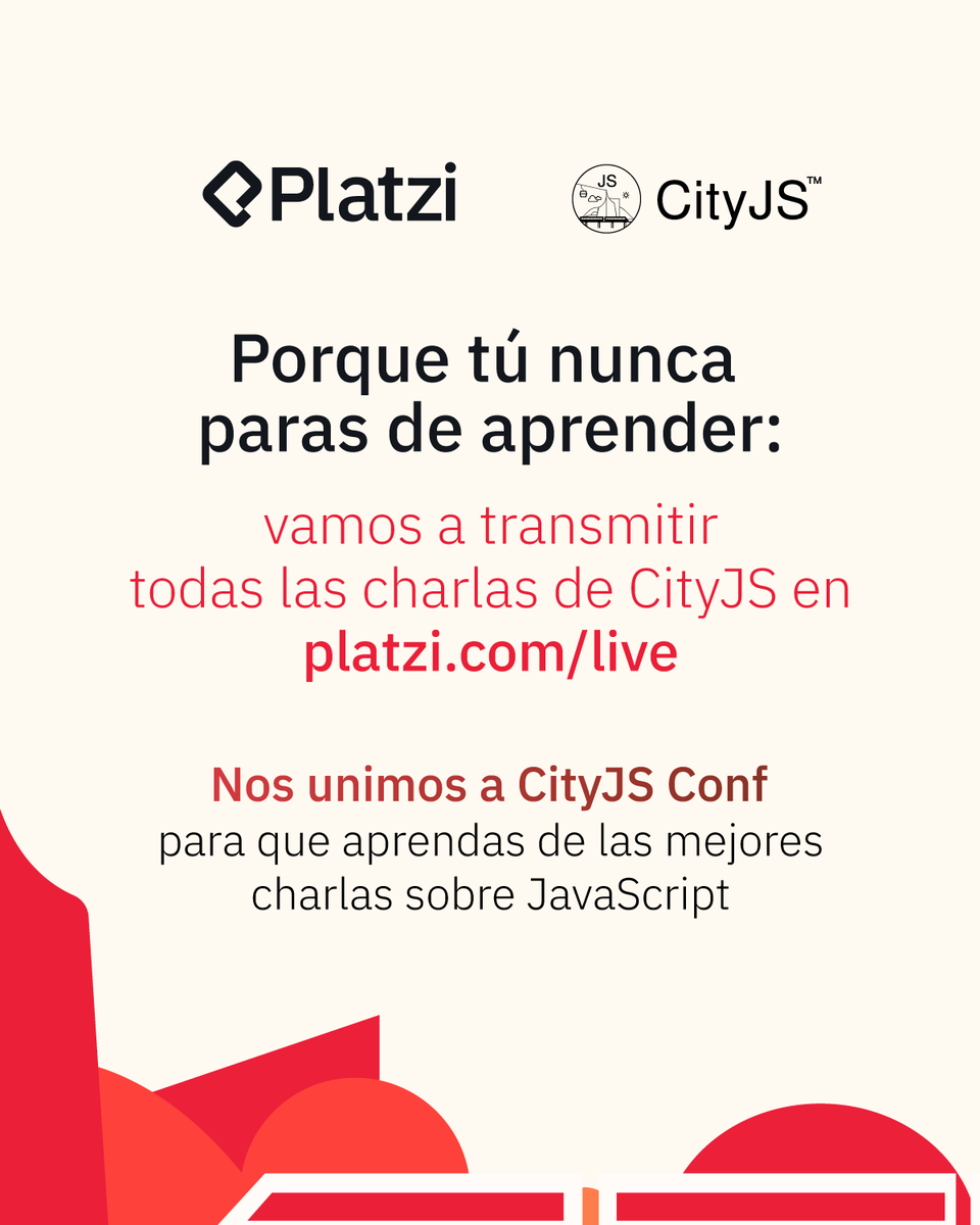 Platzi (@platzi) on Twitter photo Nos unimos con <a href="/CityJSMedellin/">CityJS Medellín</a> para que veas en vivo las mejores charlas de JavaScript 💛 Nos unimos con <a href="/CityJSMedellin/">CityJS Medellín</a> para que veas en vivo las mejores charlas de JavaScript 💛