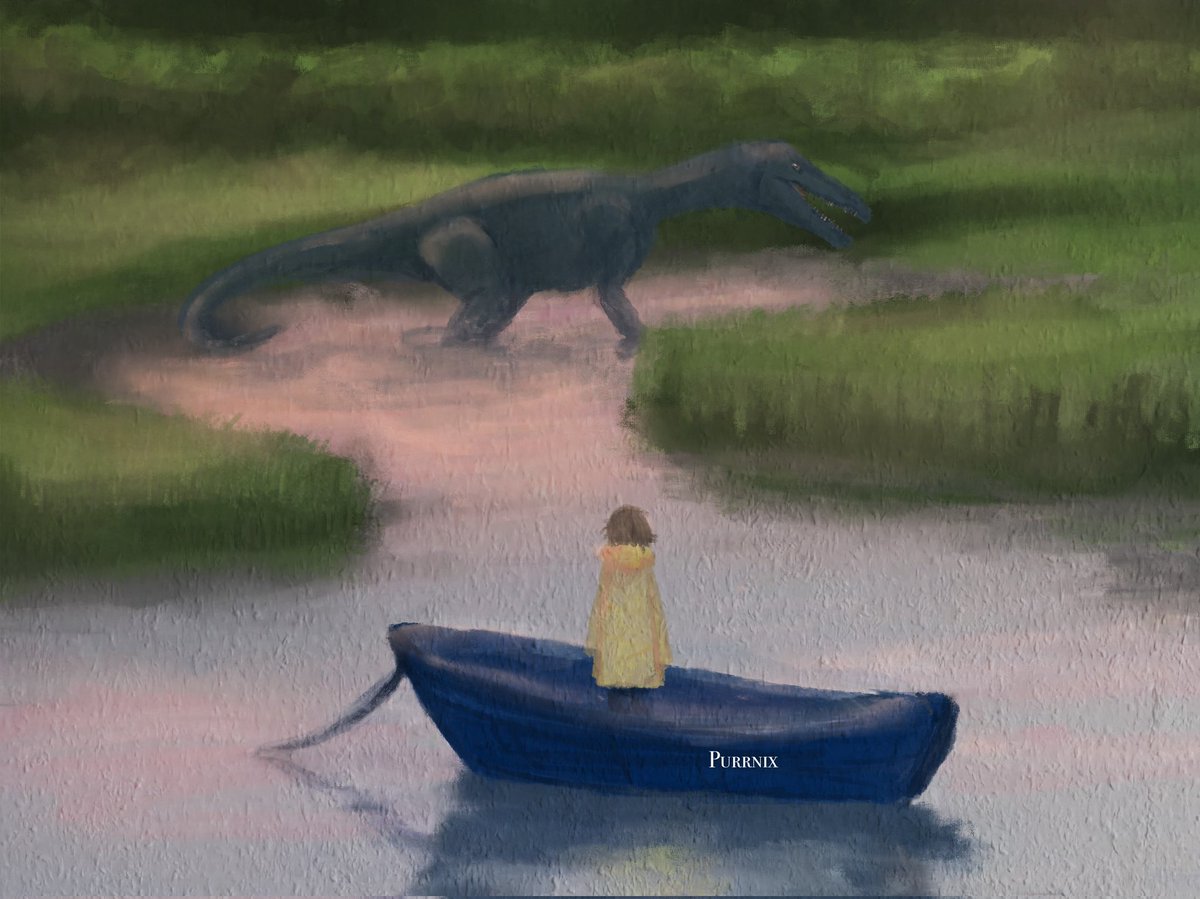 farfallamean's tweet photo. I've stopped drawing / painting for a while. My Art Account on Instagram is dead. But I still want to enjoy it. So, I used an old account (purrnix) where I'll start to post stuff like these paintings. It's fun. It's not perfect. I enjoy it. #painting #dragon #dinosaur #landscape https://t.co/p2UqD9fhXL