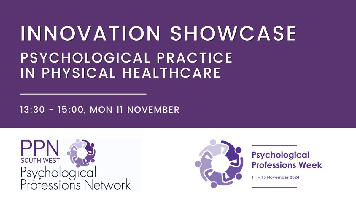 Psychological Professions Network South West (@swppn) on Twitter photo Don't miss out on our kick off to #PPWeek24 where teams from across the South West will be showcasing their exciting work bringing psychological practice to physical health settings - sign up now eventbrite.co.uk/e/innovation-s….. Don't miss out on our kick off to #PPWeek24 where teams from across the South West will be showcasing their exciting work bringing psychological practice to physical health settings - sign up now eventbrite.co.uk/e/innovation-s…..