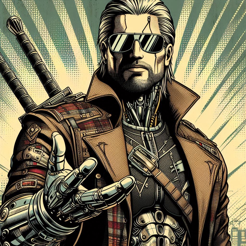 #Geralt of Rivia, the #Witcher, in Cyberpunk, futuristic style

#AIart #aiartist
