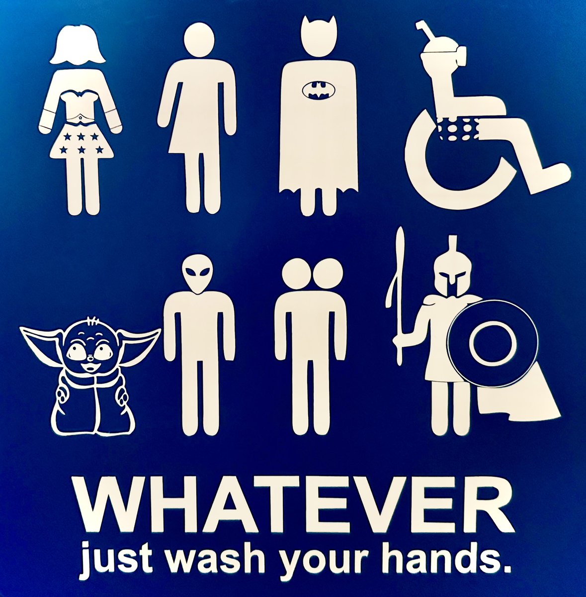 blktpz's tweet photo. First order of #officialbusiness for the 47th #president - #womandatory new restroom signs #allinclusive #allarewelcomehere #letuspoo https://t.co/btKiIuNAgh