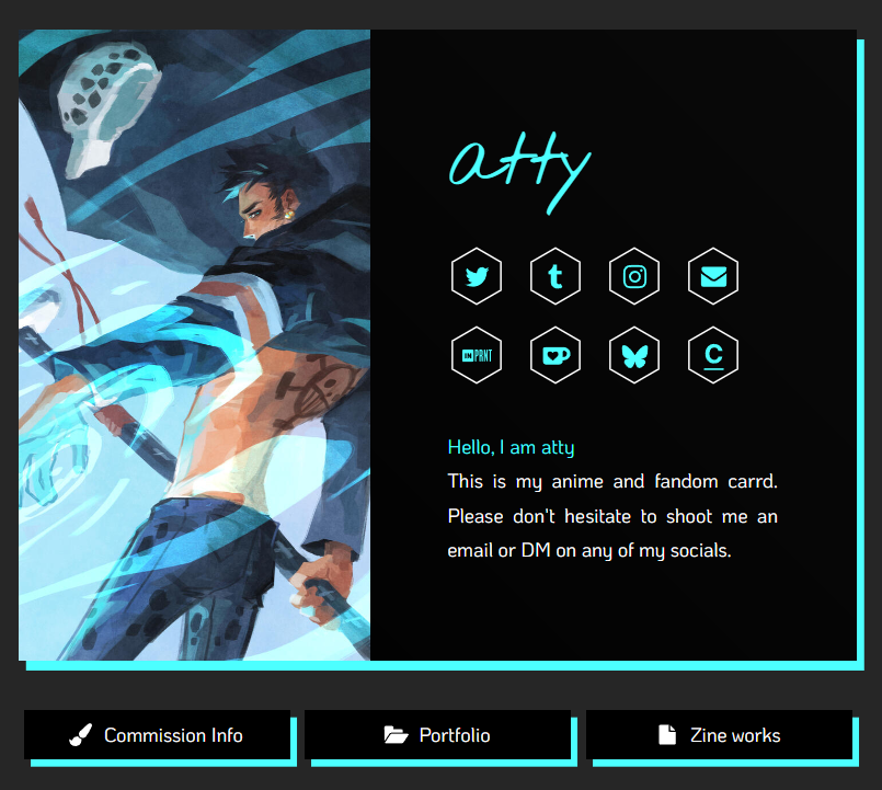 attyrocious's tweet image. (remaking my pin dont mind me)
socials, cmm details and portfolio can be found here attyrocious.carrd.co
im going to be more active in🟦 until further notice but im still here