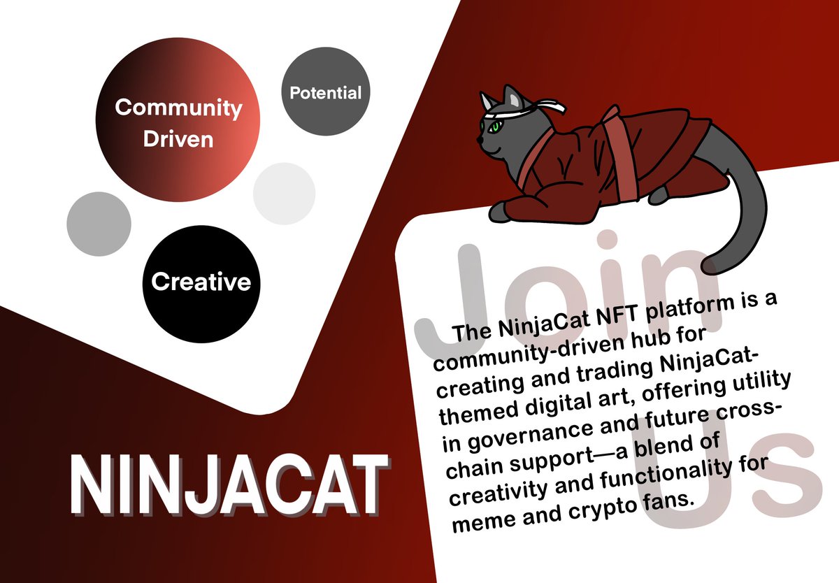 🐈‍⬛

  The #NinjaCat NFT platform is a community-driven hub for creating and trading NinjaCat-themed digital art, offering utility in governance and future cross-chain support—a blend of creativity and functionality for meme and crypto fans. 

 #NinjaCat #NFT