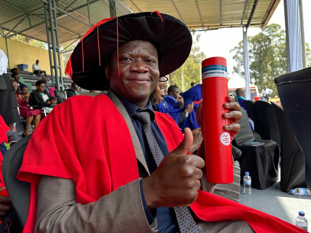 RwandaNPC's tweet photo. The pharmacy fraternity has welcomed another PhD! A special congratulations to Pharmacist Dr. François Mbonyinshuti for his impressive achievement in Biostatistics from the University of Rwanda! #UR10thGraduation #ProudlyRwandan https://t.co/v907OljMMT
