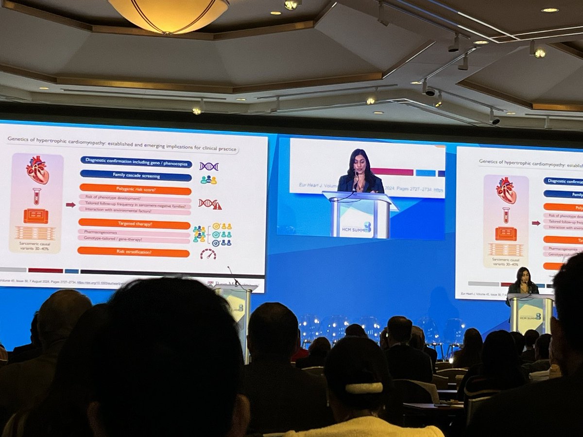 Why should I get a #genetic testing for my #HCM patient? Well, the question should be "why not?" Great talk by <a href="/tikuowens/">Anjali Owens</a> 
It is useful for family screening, #phenocopies identification, potentially choose appropriate treatment and even as a prognostic tool #HCMSummit8